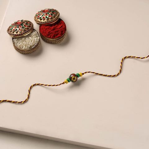 Handmade Blue Pottery & GS Bead Work Rakhi 14