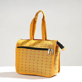 Yellow Handcrafted Jacquard Cotton Hand Bag
