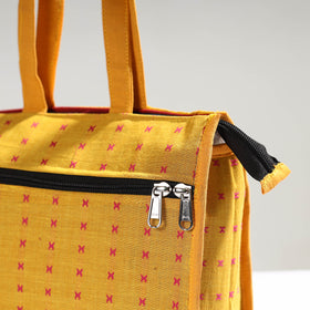 Yellow Handcrafted Jacquard Cotton Hand Bag