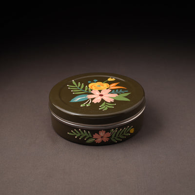 Floral Handpainted Enamelware Stainless Steel Masala Box (7 x 7 in) 03