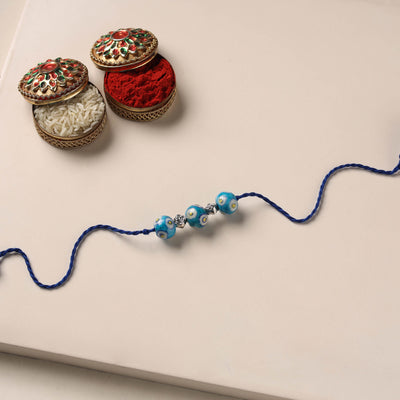 Handmade Blue Pottery & GS Bead Work Rakhi 16