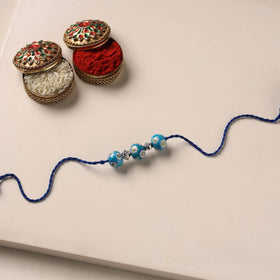 Handmade Blue Pottery & GS Bead Work Rakhi 16