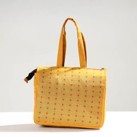 Yellow Handcrafted Jacquard Cotton Hand Bag