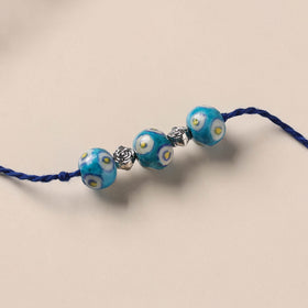 Handmade Blue Pottery & GS Bead Work Rakhi 16
