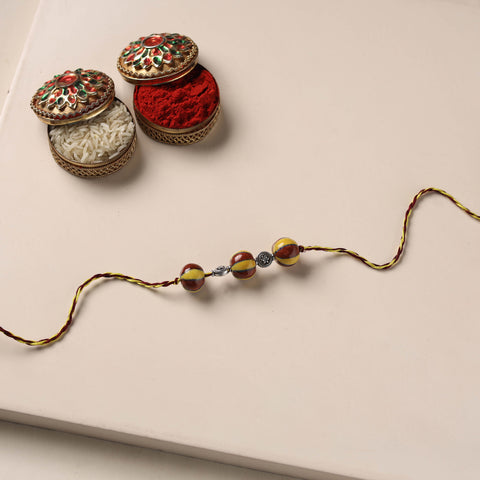 Handmade Blue Pottery & GS Bead Work Rakhi 17