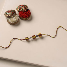 Handmade Blue Pottery & GS Bead Work Rakhi 17