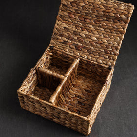 Brown - Handmade Water Hyacinth Basket with lid 05