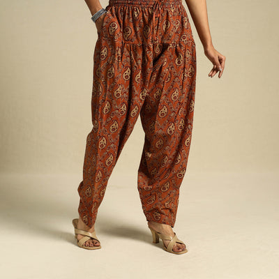 Orange Block Print Cotton Ajrakh Salwar