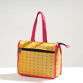 Yellow Handcrafted Jacquard Cotton Hand Bag