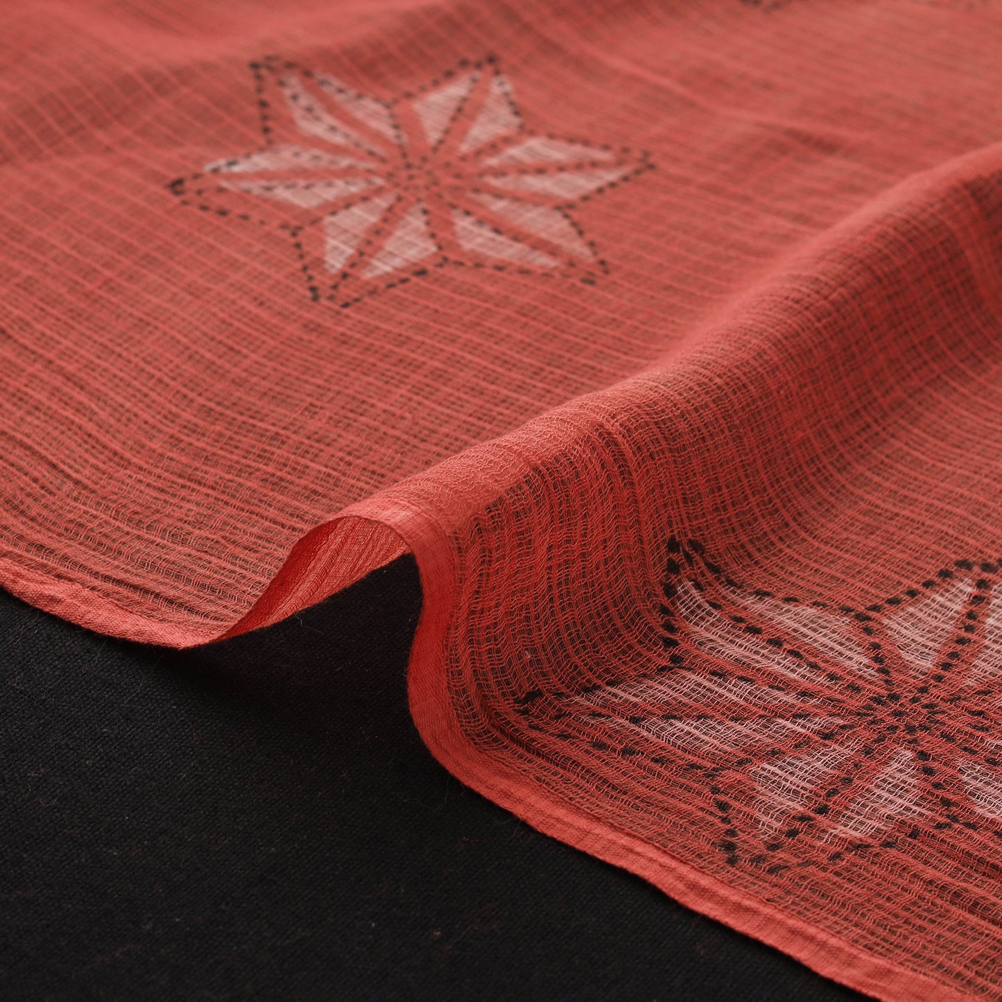 Red - Akola Hand Block Print Kota Doria Cotton Fabric 39