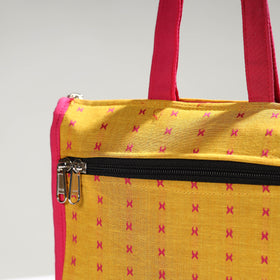Yellow Handcrafted Jacquard Cotton Hand Bag