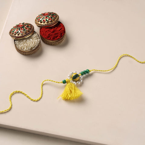 Handmade Blue Pottery & GS Bead Work Rakhi 18