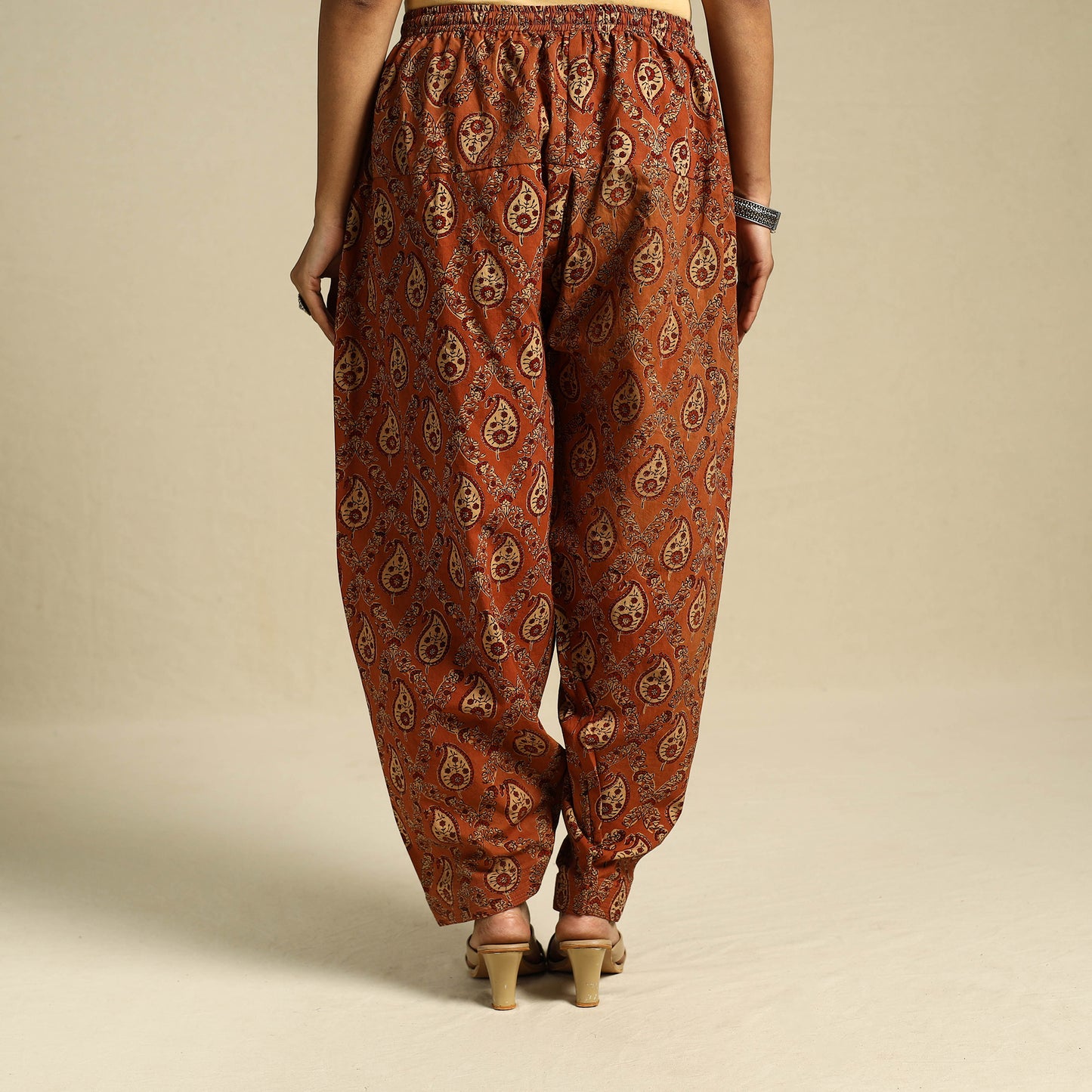 Orange Block Print Cotton Ajrakh Salwar