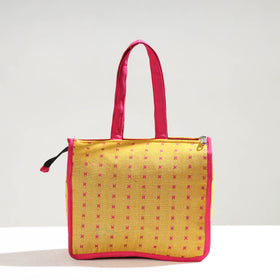Yellow Handcrafted Jacquard Cotton Hand Bag
