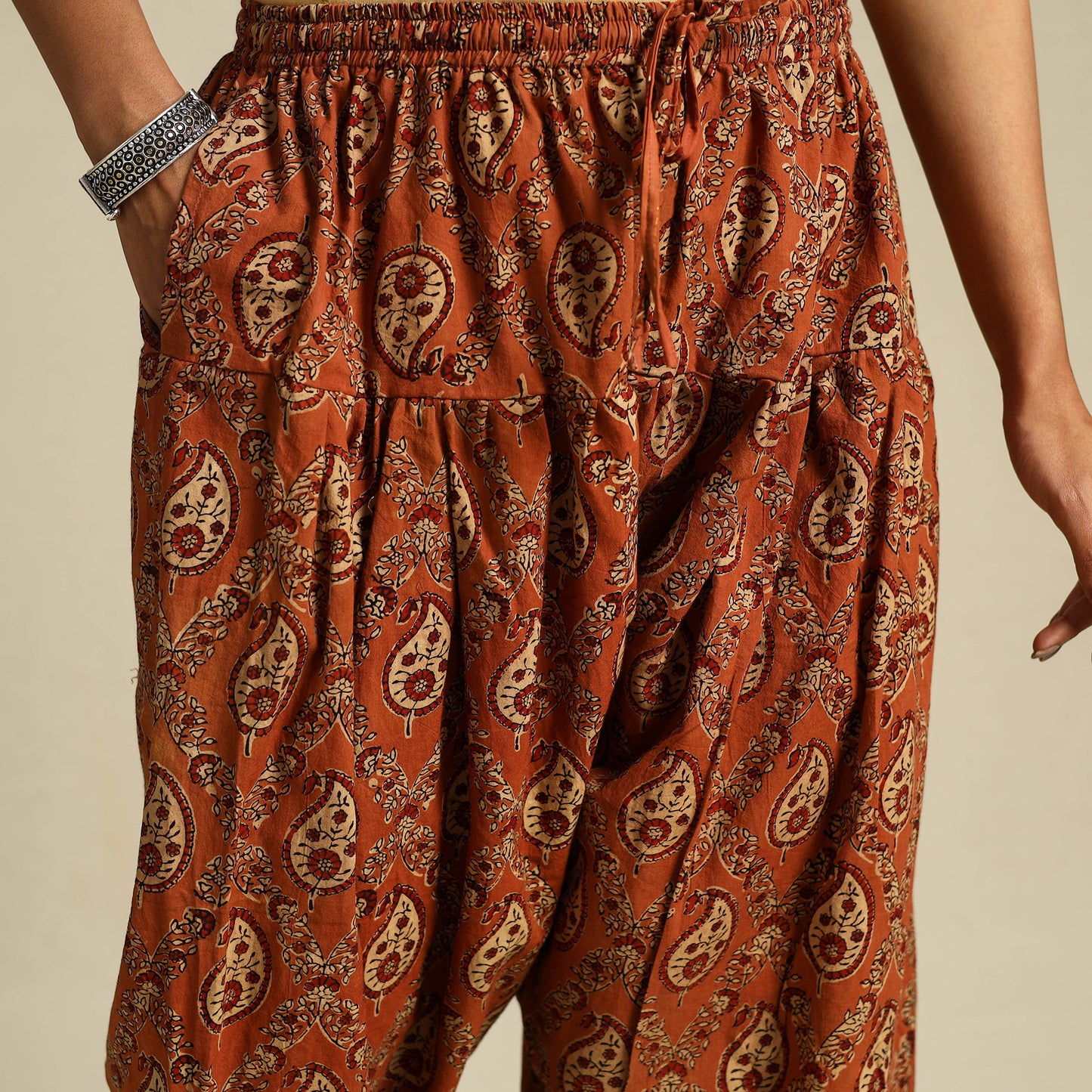 Orange Block Print Cotton Ajrakh Salwar