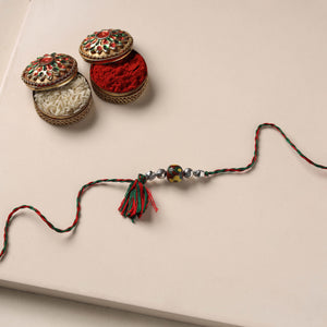 Maroon - Handmade Blue Pottery & GS Bead Work Rakhi 19