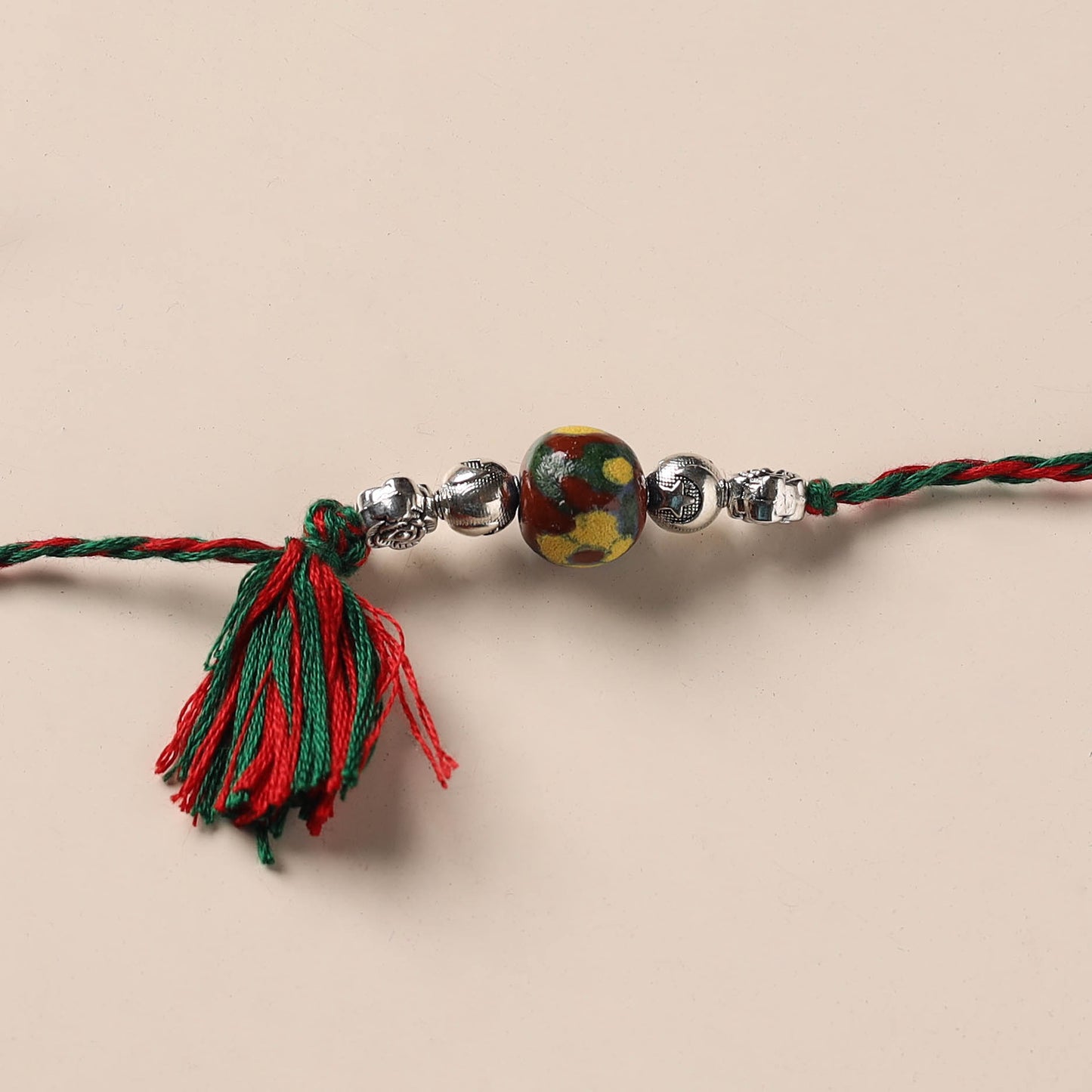 Handmade Blue Pottery & GS Bead Work Rakhi 19
