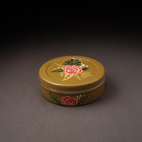 Floral Handpainted Enamelware Stainless Steel Masala Box (7 x 7 in) 06