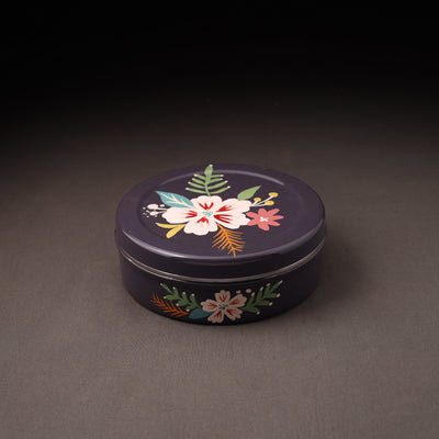 Floral Handpainted Enamelware Stainless Steel Masala Box (7 x 7 in) 07