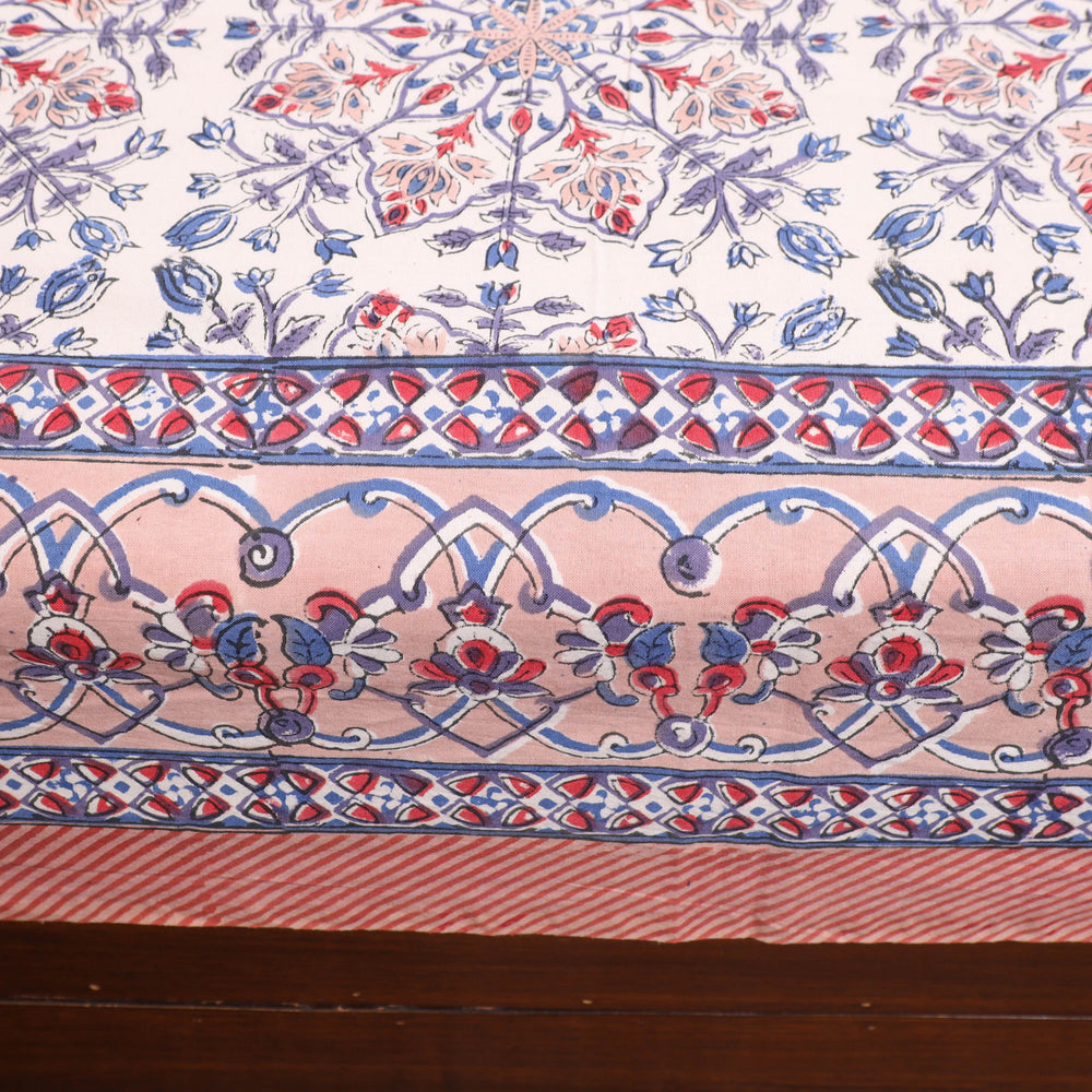 Multicolor - Pure Cotton Double Sanganeri Print Bed Cover Set 27