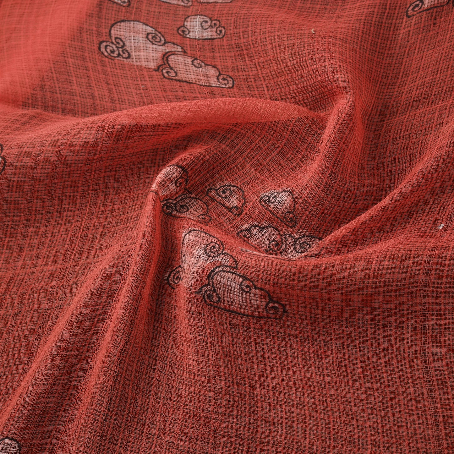 Red - Akola Hand Block Print Kota Doria Cotton Fabric 41