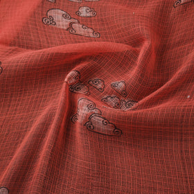 Red - Akola Hand Block Print Kota Doria Cotton Fabric 41