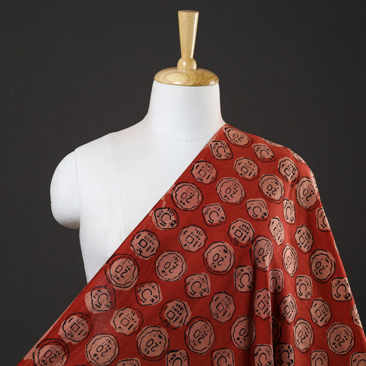 Brown - Bindaas Block Printed Cotton Natural Dyed Fabric - Rajasthani Saafa