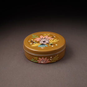 Floral Handpainted Enamelware Stainless Steel Masala Box (7 x 7 in) 08