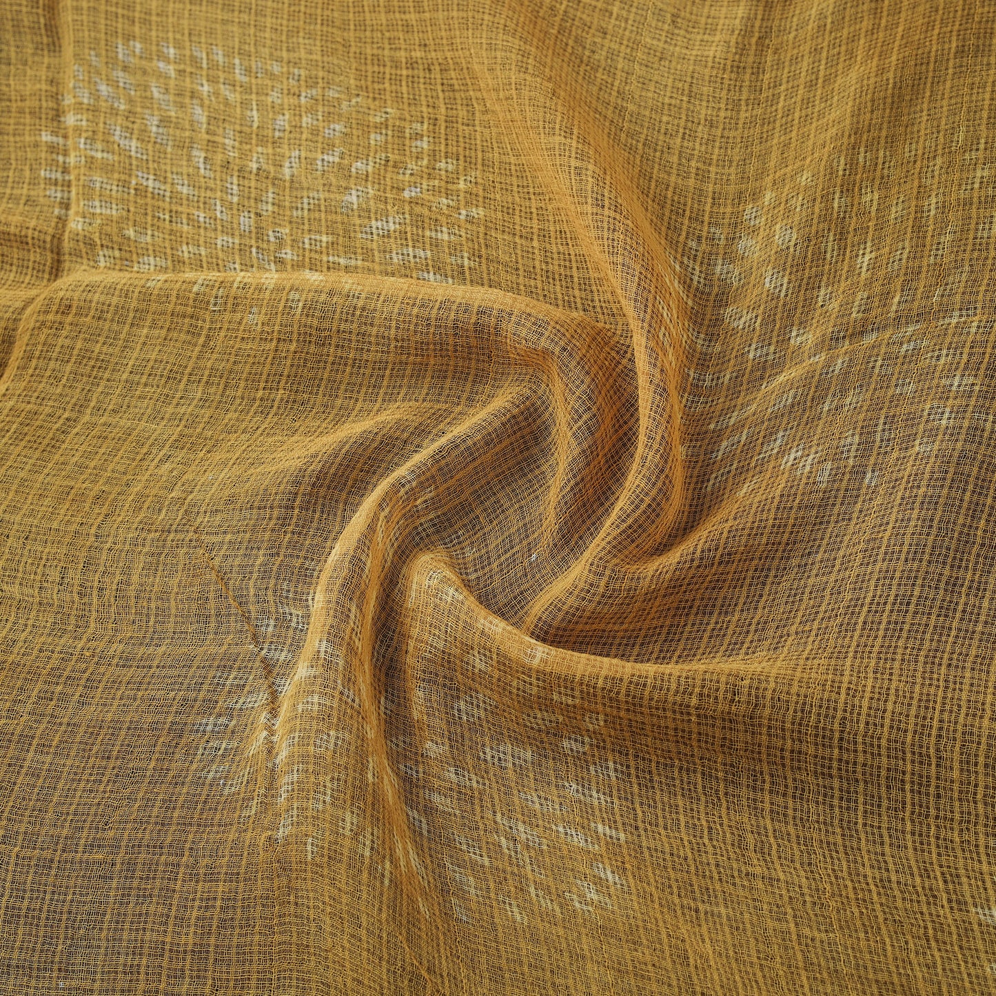 Yellow - Akola Hand Block Print Kota Doria Cotton Fabric 42
