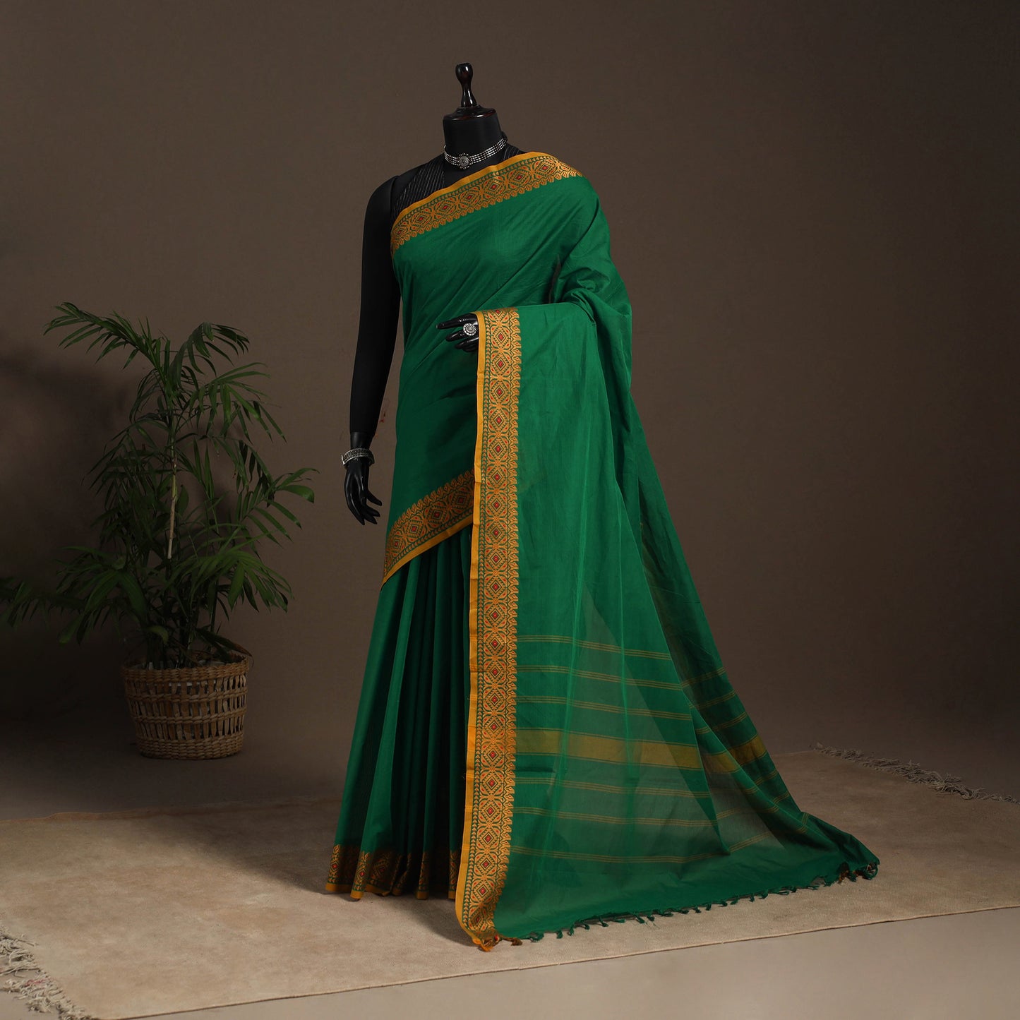 Green - kandangi chettinad cotton saree with border 82