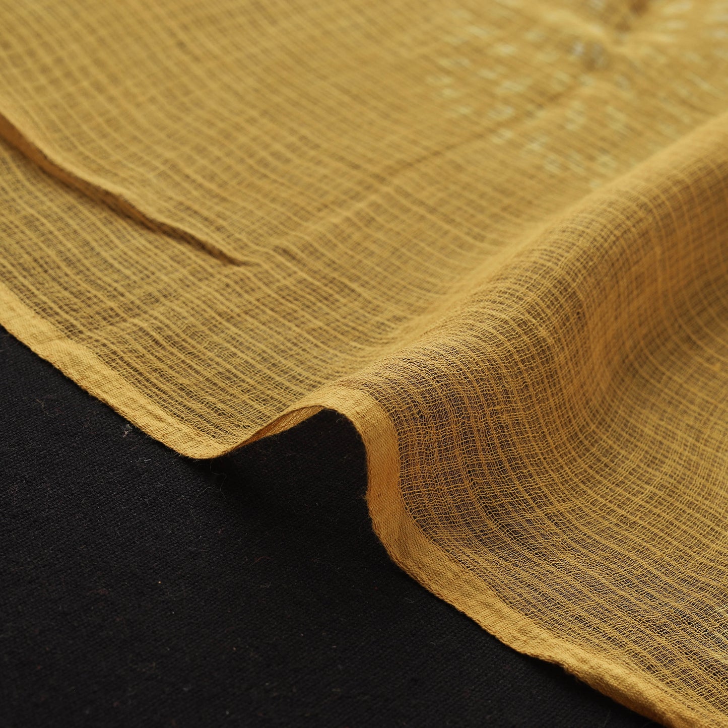 Yellow - Akola Hand Block Print Kota Doria Cotton Fabric 42