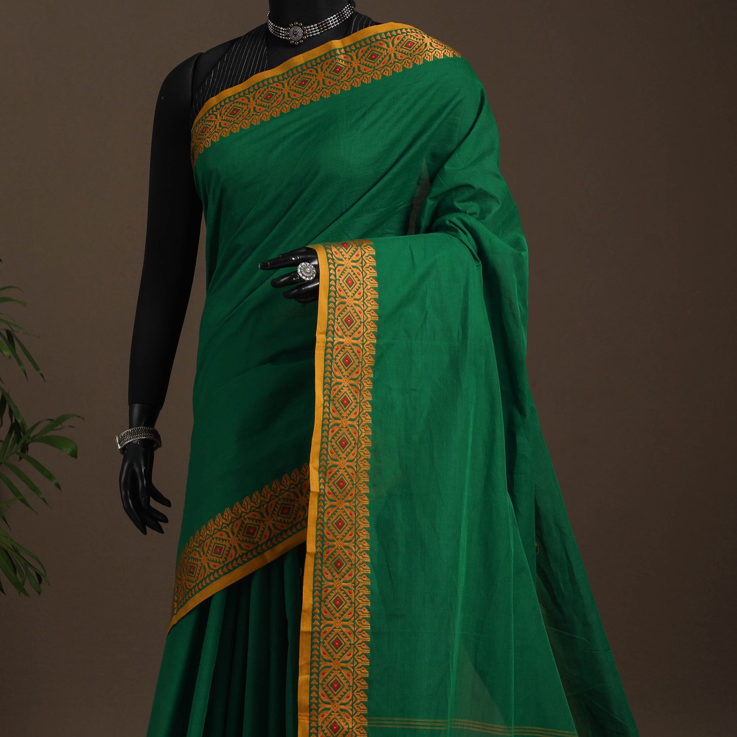 Green - kandangi chettinad cotton saree with border 82