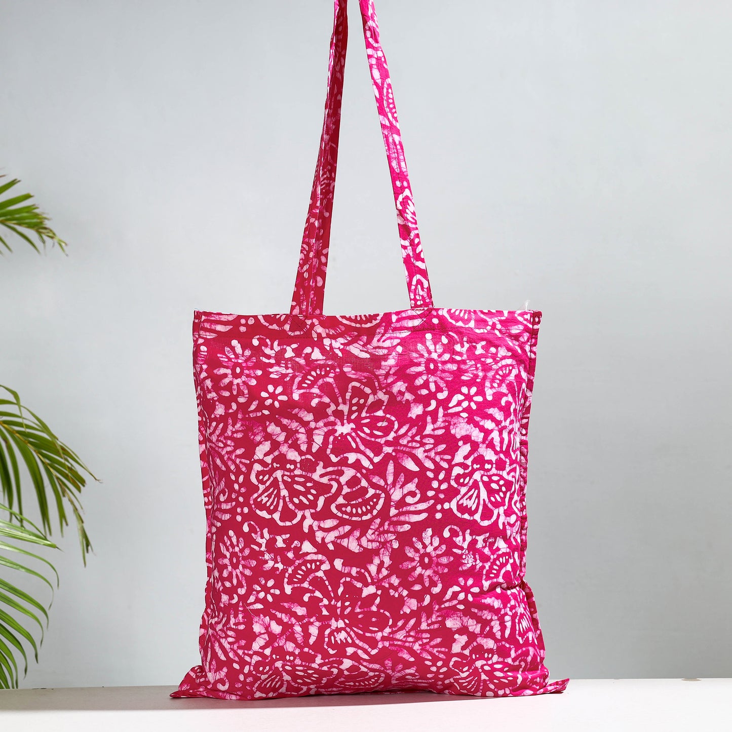 Pink - Hand Batik Printed Cotton Jhola Bag