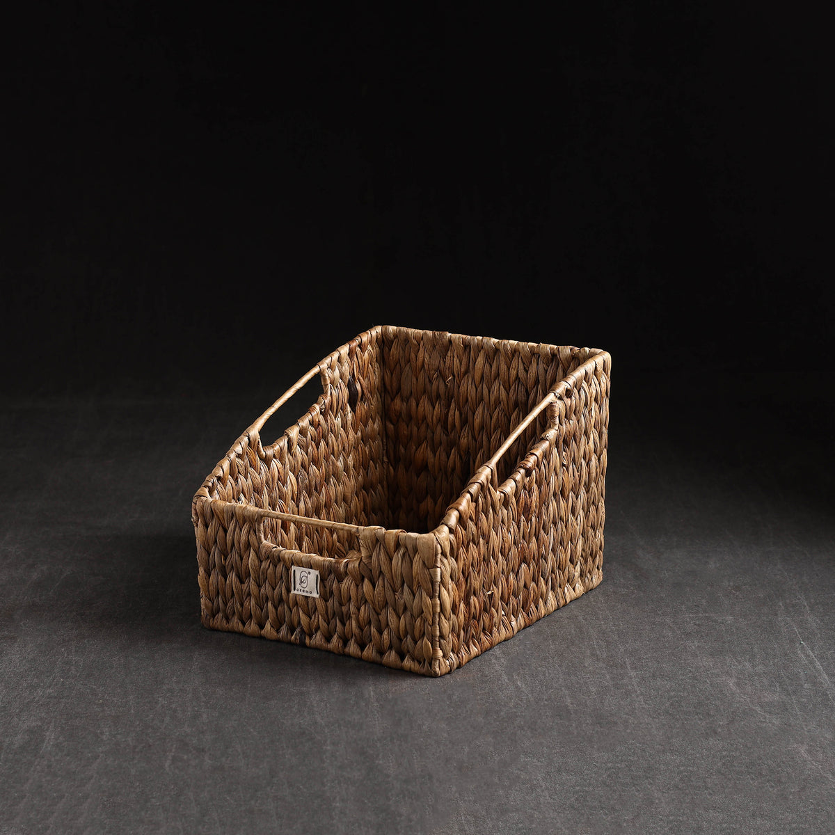 Brown - Handcrafted Organic Water Hyacinth Pantry Basket (10.5 x 8 in)
