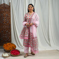Pink Block Print Cotton Sanganeri Kurta Set