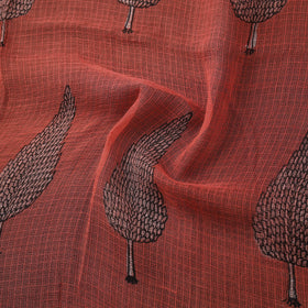 Red - Akola Hand Block Print Kota Doria Cotton Fabric 45