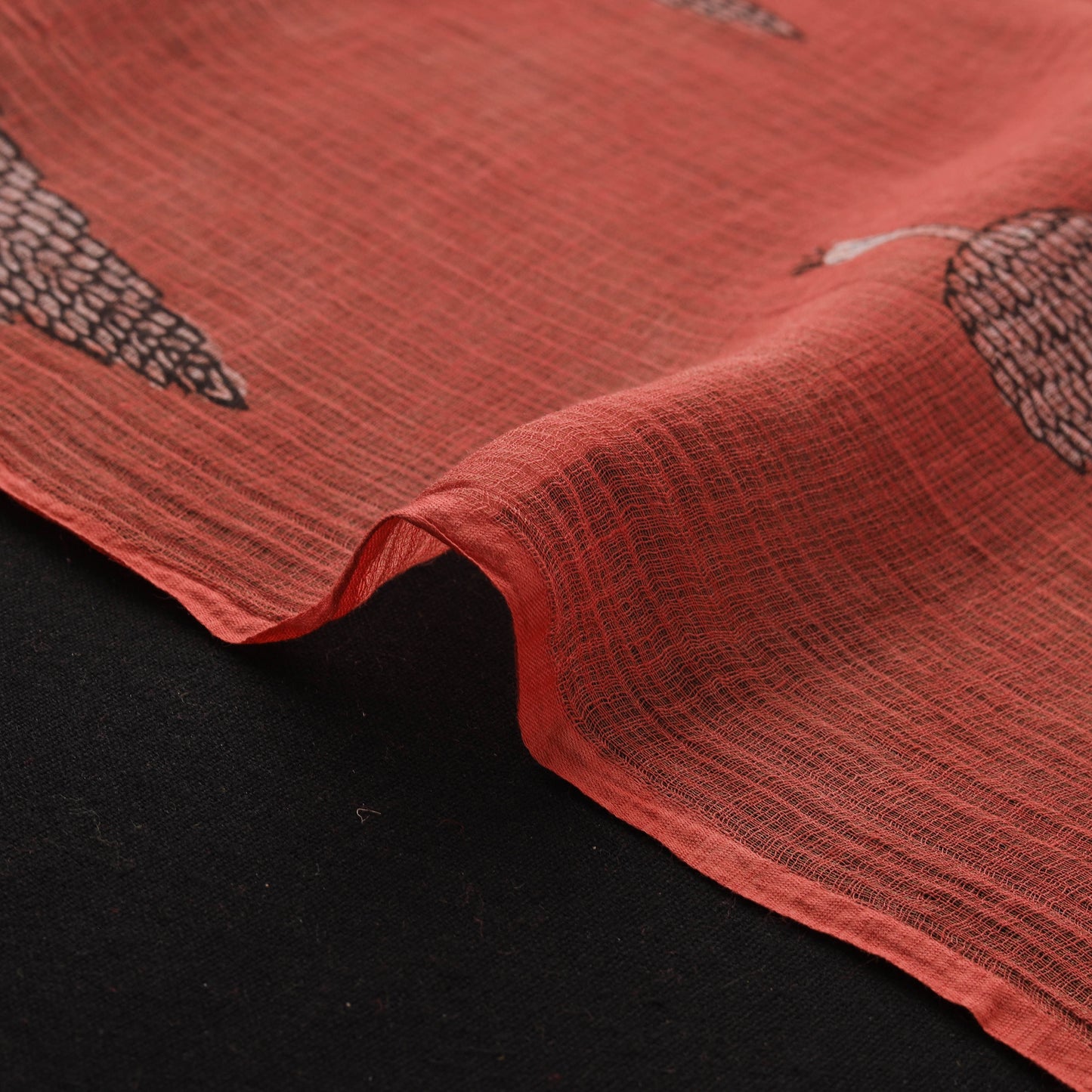 Red - Akola Hand Block Print Kota Doria Cotton Fabric 45