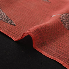 Red - Akola Hand Block Print Kota Doria Cotton Fabric 45