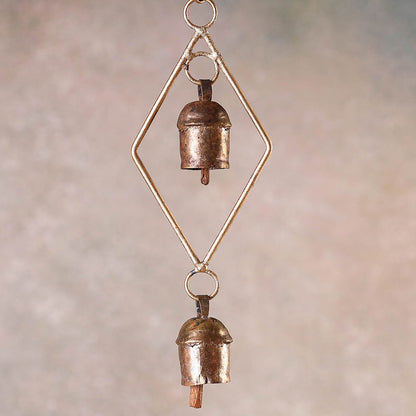 Kutch Copper Coated 2 Bells Rhombus Chimes