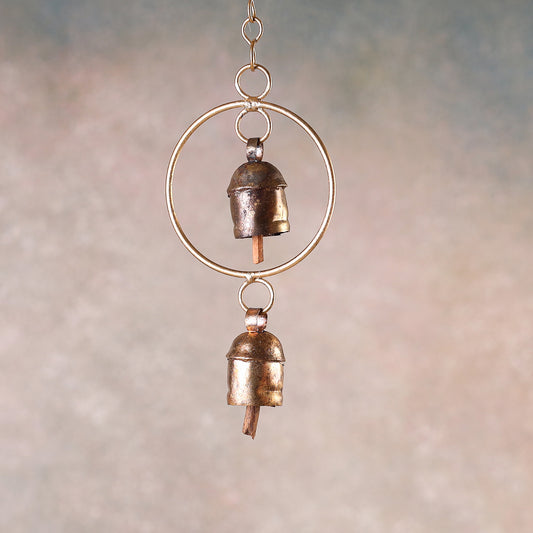 Kutch Copper Coated 2 Bell Round Ring Chimes