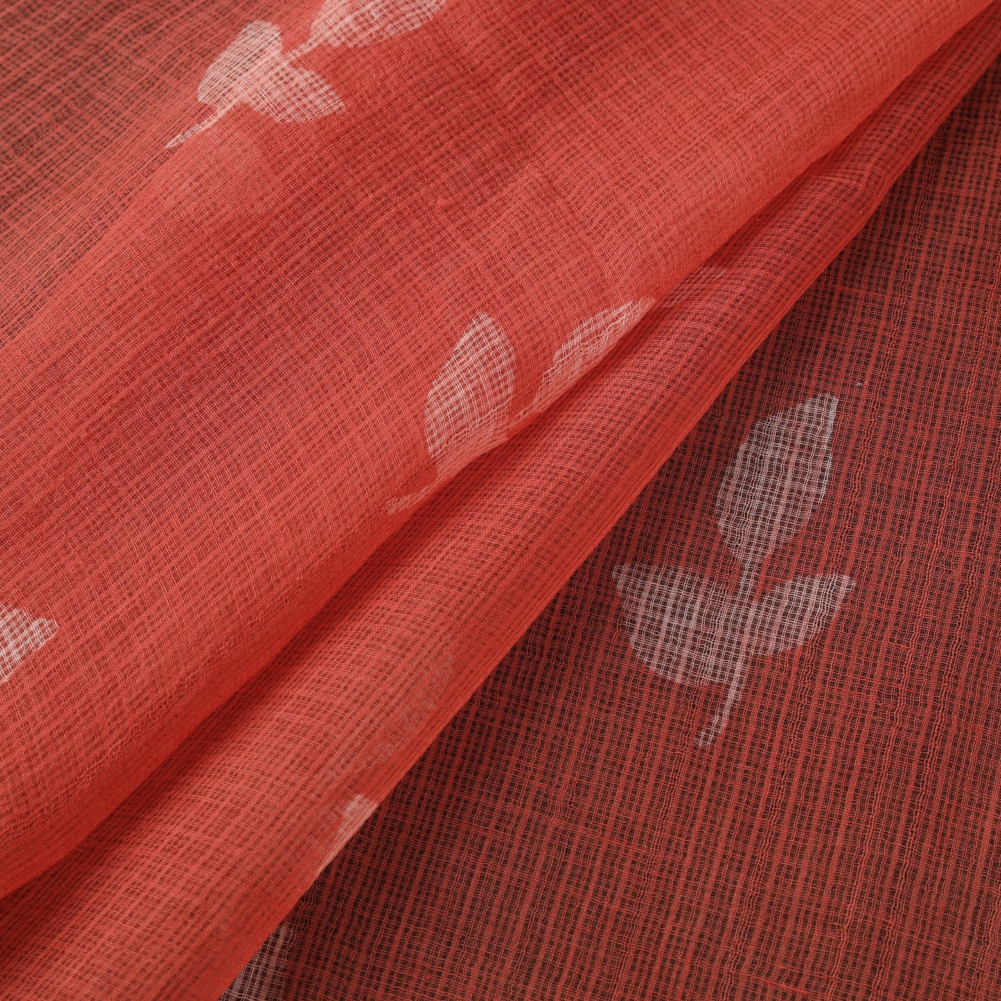Red - Akola Hand Block Print Kota Doria Cotton Fabric 47