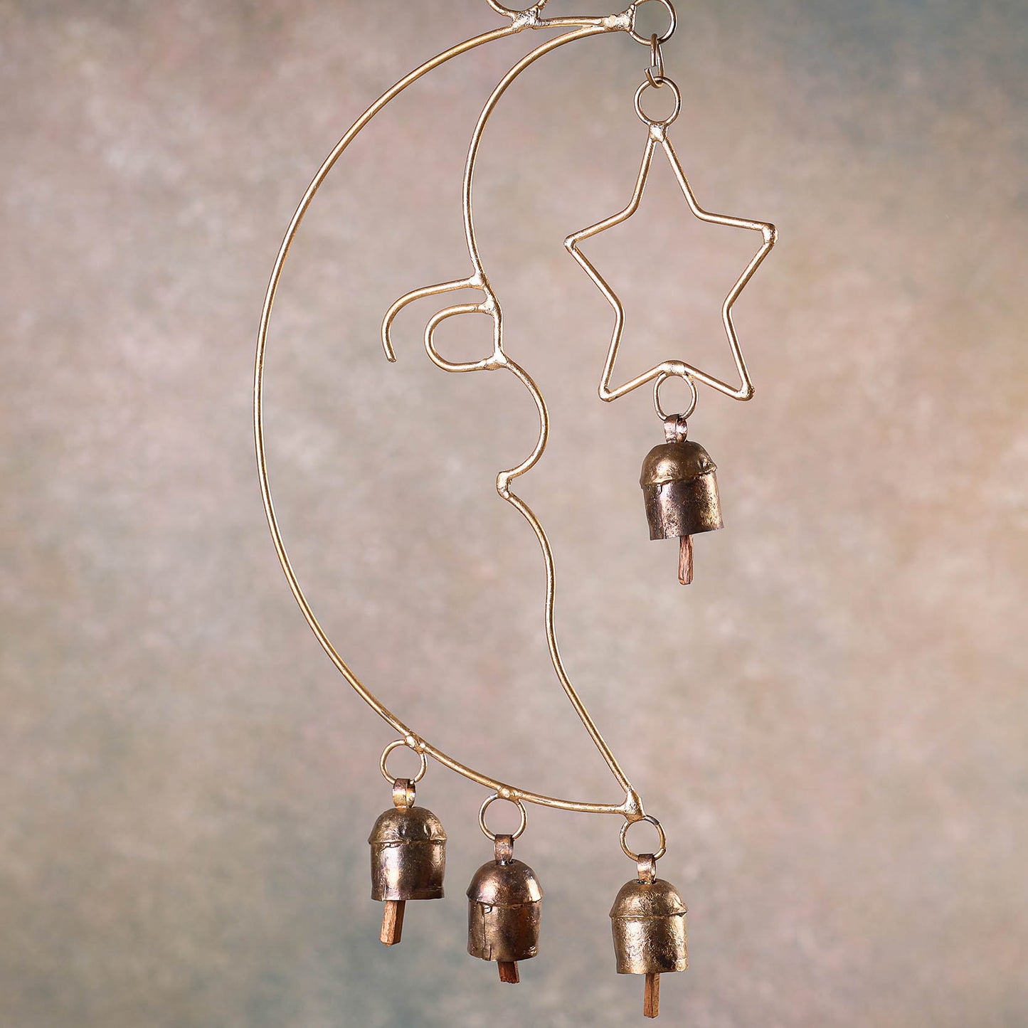 Kutch Copper Coated 4 Bell Moon Star