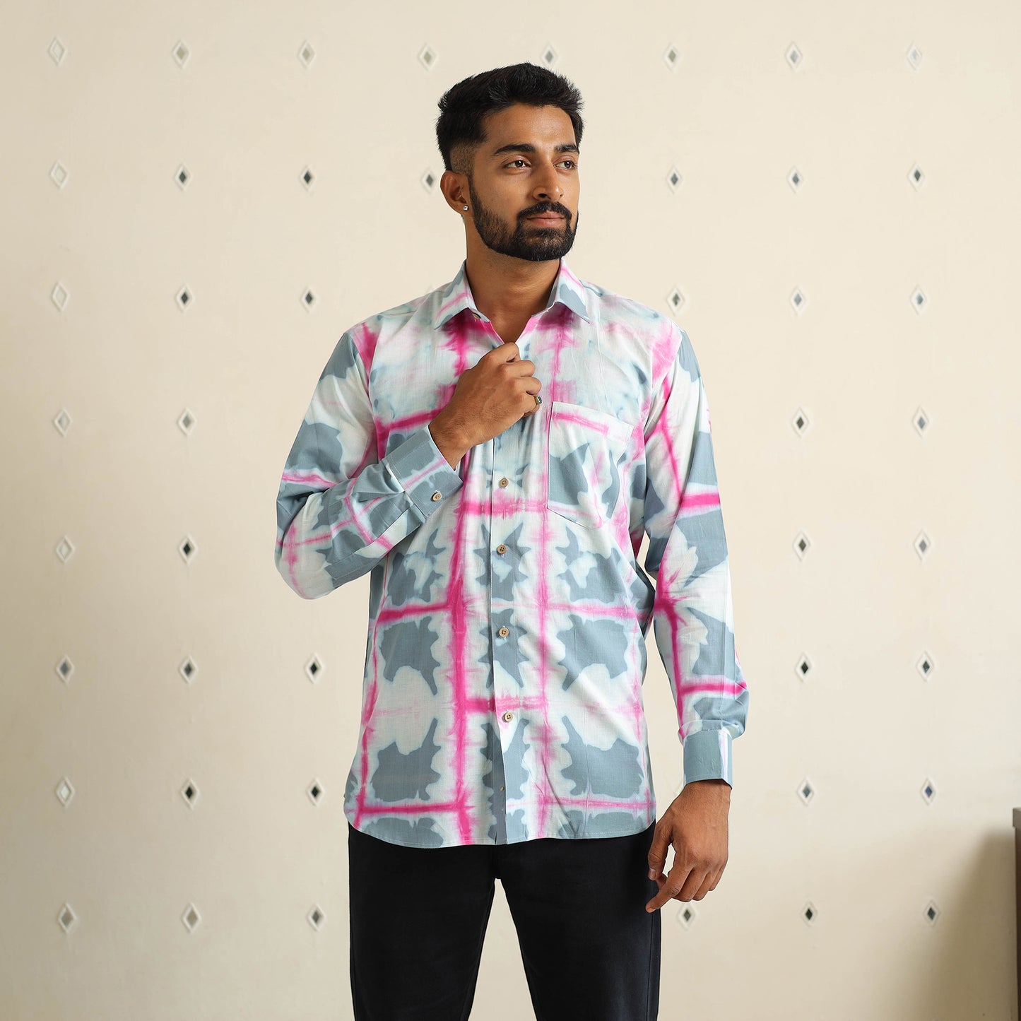 Buy Full Sleeve Tie & Dye Cotton Men Shibori Shirt