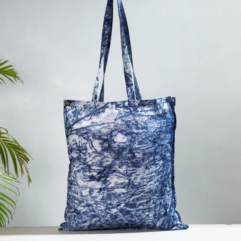 Blue - Hand Batik Printed Cotton Jhola Bag