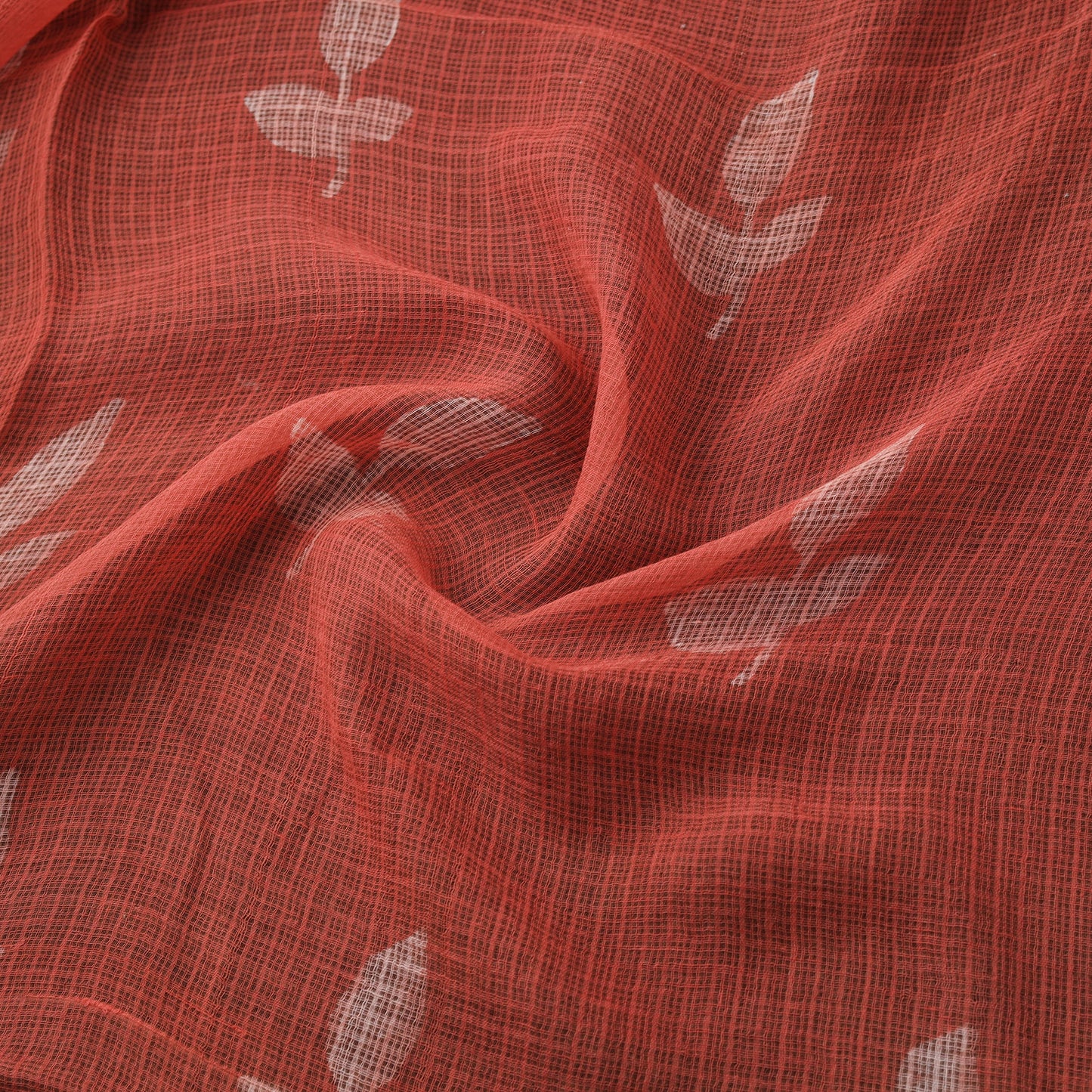 Red - Akola Hand Block Print Kota Doria Cotton Fabric 47
