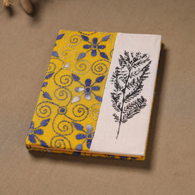Multi colour - Handmade Paper Notebook with Eco Leaf Print Kantha Work 04