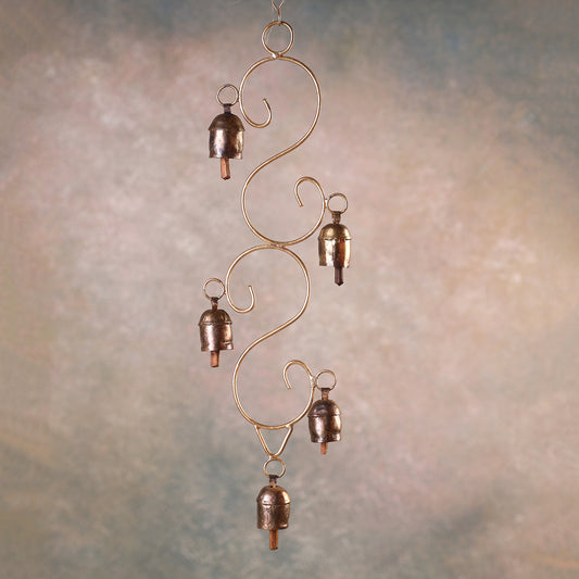 Kutch Copper Coated 5 Bell Double S Chimes