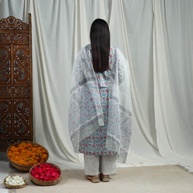 Buy Block Print Cotton Sanganeri Kurta Set