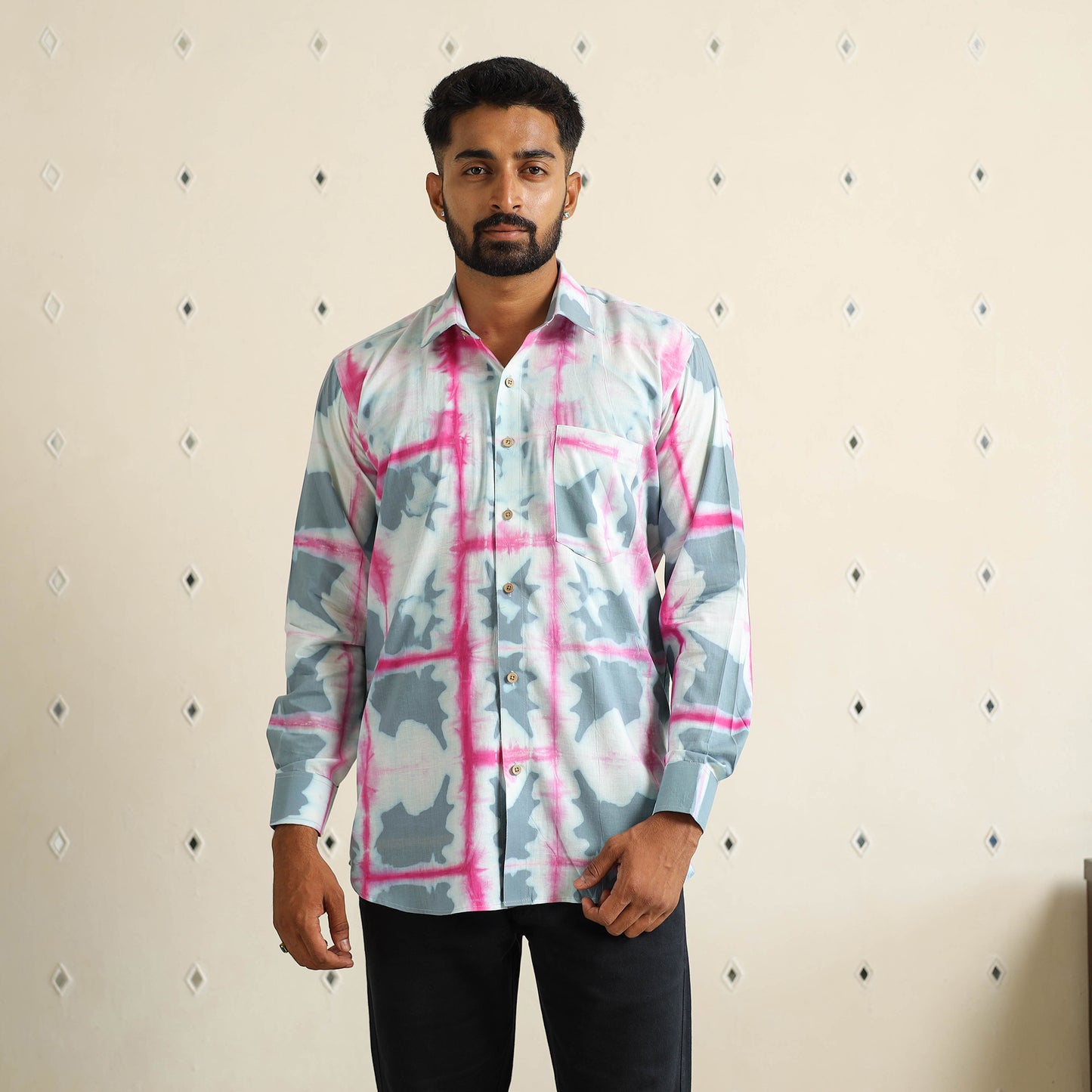 Buy Full Sleeve Tie & Dye Cotton Men Shibori Shirt