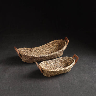 Brown - Kadam Haat Handmade Sabai Grass Bread Basket ( Set of 2)